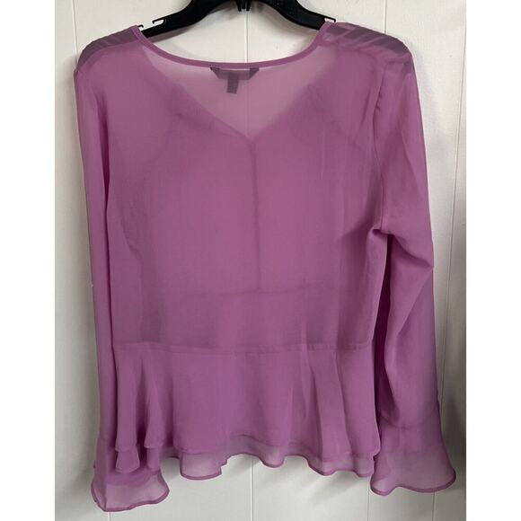 NWT BANANA REPUBLIC TOP Blouse Orchid Size S SHEER STRING tie - Picture 4 of 6